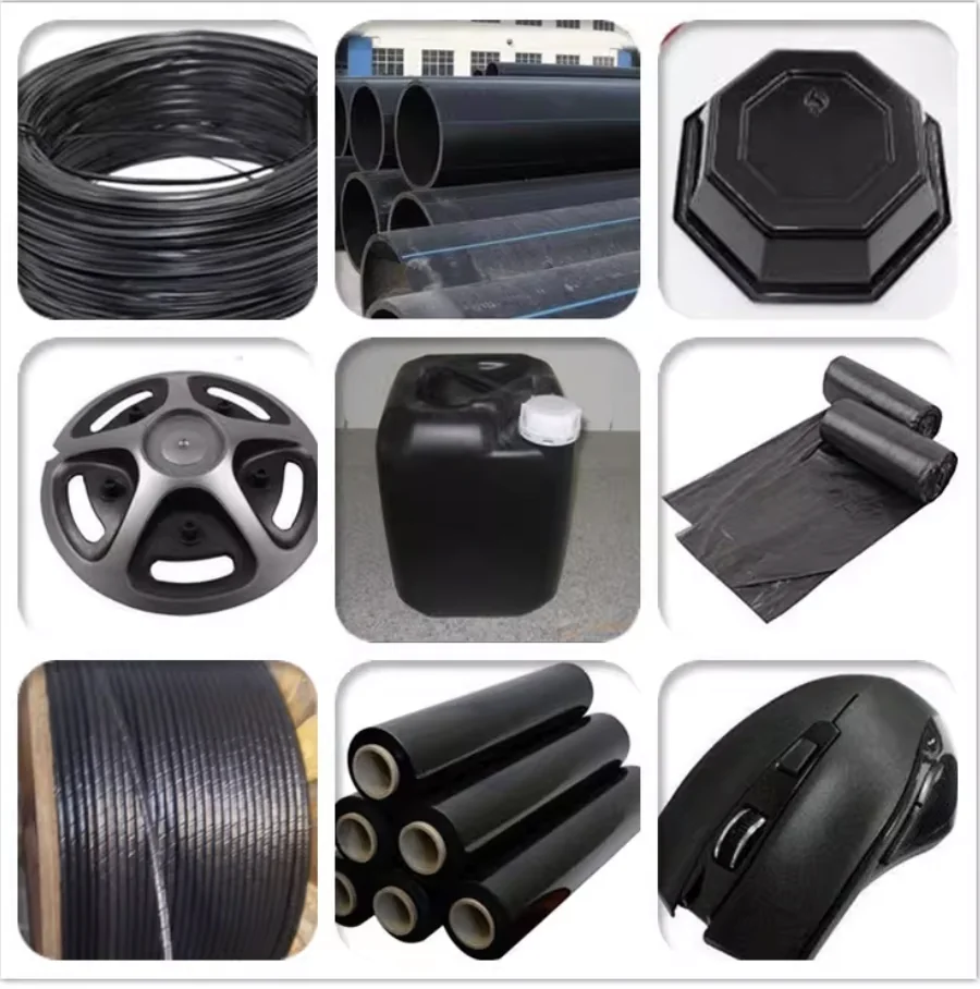 Black plastic product examples for film and molding applications